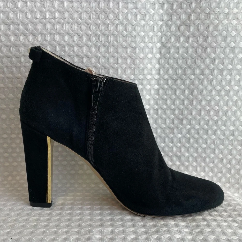 KATE SPADE Netta Gold & Black Suede Ankle Booties Women’s Size 7B Italy #700 - Picture 6 of 13